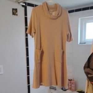 Robbie Bee Beige Cowl Neck Sweater Dress